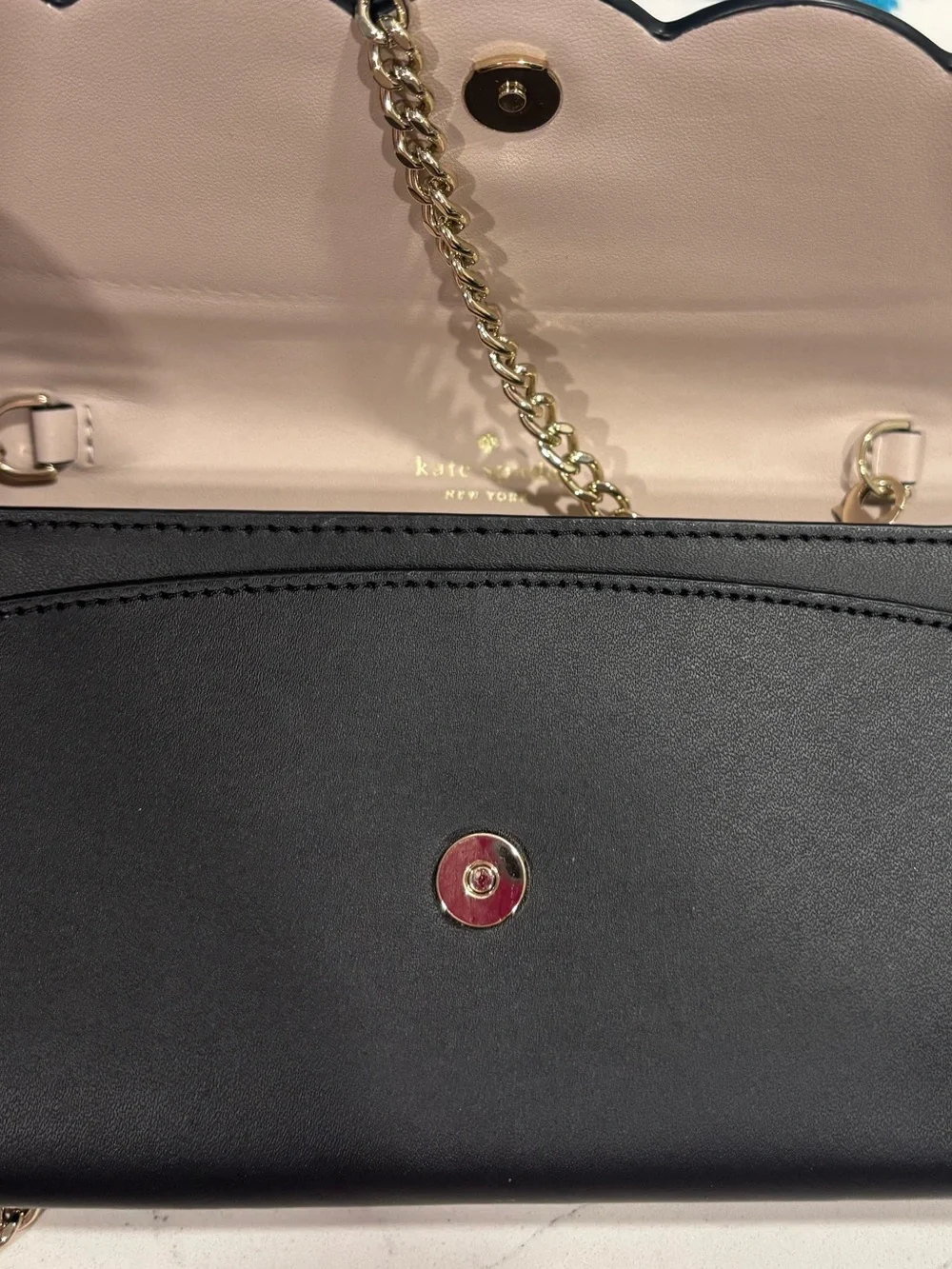 Kate Spade black scallop-edge leather purse